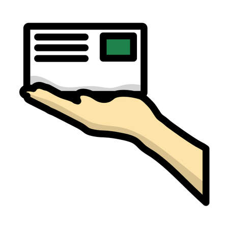 Icon Of Hand Holding Letter. Editable Bold Outline With Color Fill Design. Vector Illustration.のイラスト素材