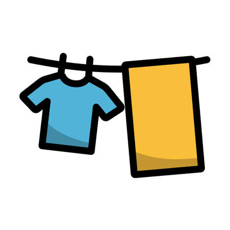 Drying Linen Icon. Editable Bold Outline With Color Fill Design. Vector Illustration.のイラスト素材