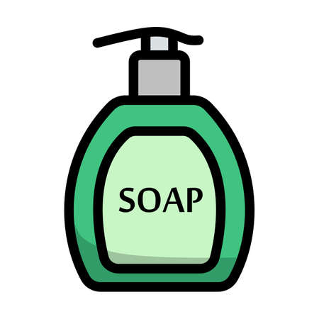 Liquid Soap Icon. Editable Bold Outline With Color Fill Design. Vector Illustration.のイラスト素材