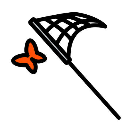 Icon Of Butterfly Net. Editable Bold Outline With Color Fill Design. Vector Illustration.のイラスト素材