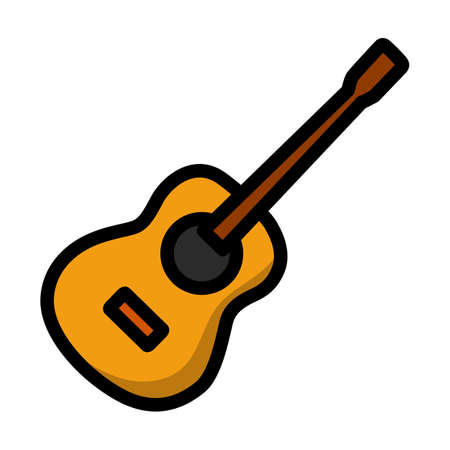Icon Of Acoustic Guitar. Editable Bold Outline With Color Fill Design. Vector Illustration.のイラスト素材