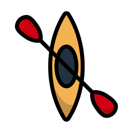 Icon Of Kayak And Paddle. Editable Bold Outline With Color Fill Design. Vector Illustration.のイラスト素材