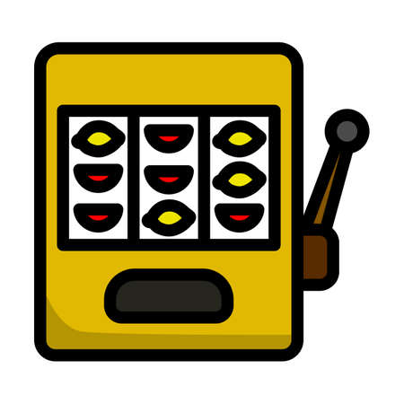 One-armed Bandit Icon. Editable Bold Outline With Color Fill Design. Vector Illustration.のイラスト素材