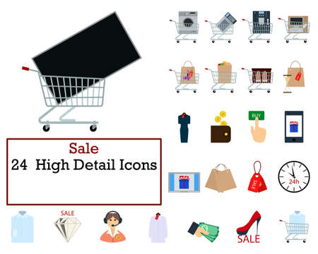 Sale Icon Set. Flat Design. Fully editable vector illustration. Text expanded.のイラスト素材