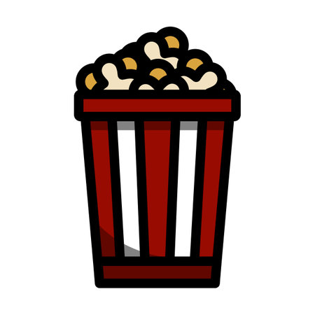 Cinema Popcorn Icon. Editable Bold Outline With Color Fill Design. Vector Illustration.のイラスト素材