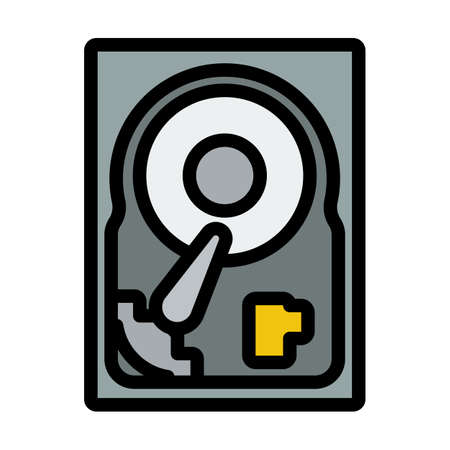 HDD Icon. Editable Bold Outline With Color Fill Design. Vector Illustration.