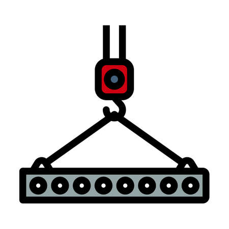 Icon Of Slab Hanged On Crane Hook. Editable Bold Outline With Color Fill Design. Vector Illustration.のイラスト素材