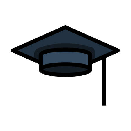 Icon Of Graduation Cap. Editable Bold Outline With Color Fill Design. Vector Illustration.のイラスト素材