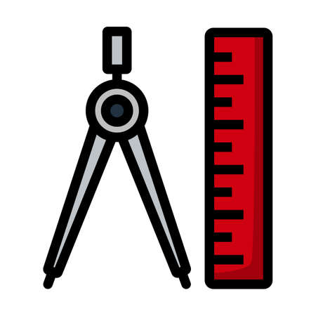 Icon Of Compasses And Scale. Editable Bold Outline With Color Fill Design. Vector Illustration.のイラスト素材