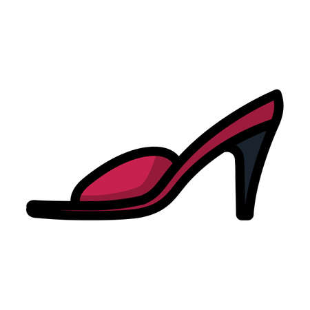 Woman Pom-pom Shoe Icon. Editable Bold Outline With Color Fill Design. Vector Illustration.のイラスト素材