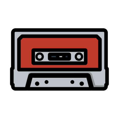 Audio Cassette Icon. Editable Bold Outline With Color Fill Design. Vector Illustration.のイラスト素材