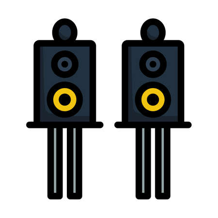 Audio System Speakers Icon. Editable Bold Outline With Color Fill Design. Vector Illustration.のイラスト素材