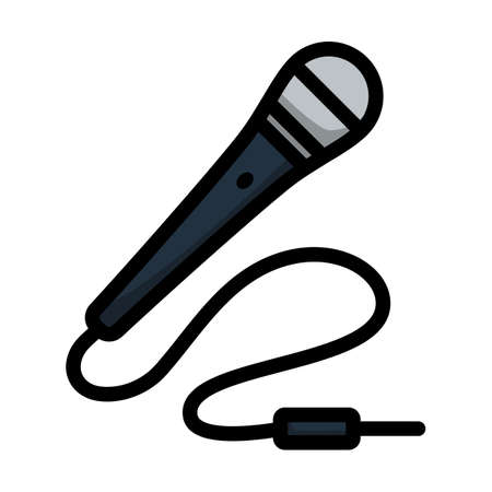 Karaoke Microphone Icon. Editable Bold Outline With Color Fill Design. Vector Illustration.のイラスト素材