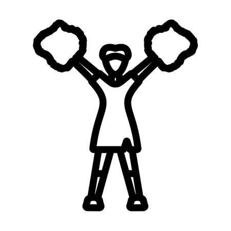 American Football Cheerleader Girl Icon. Editable Bold Outline Design. Vector Illustration.のイラスト素材