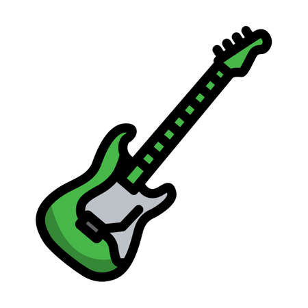Electric Guitar Icon. Editable Bold Outline With Color Fill Design. Vector Illustration.のイラスト素材
