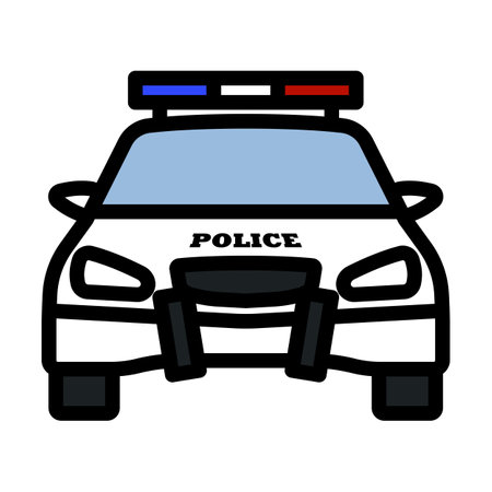 Police Car Icon. Editable Bold Outline With Color Fill Design. Vector Illustration.のイラスト素材