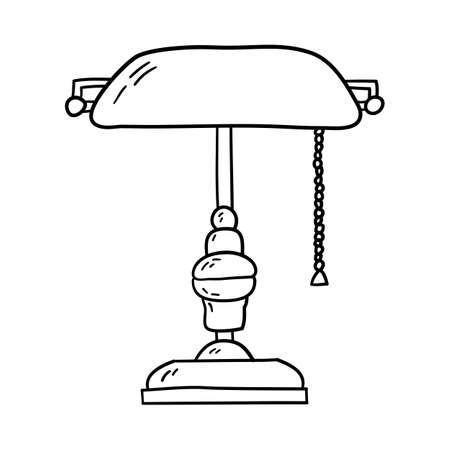 Writer's Lamp Icon. Hand Drawn Sketch Design. Vector Illustration.のイラスト素材