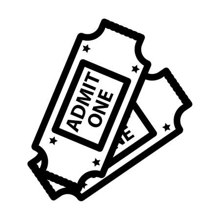 Cinema Tickets Icon. Editable Bold Outline Design. Vector Illustration.のイラスト素材