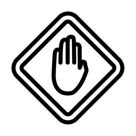 Icon Of Warning Hand. Editable Bold Outline Design. Vector Illustration.のイラスト素材