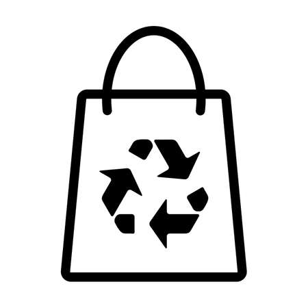 Shopping Bag With Recycle Sign Icon. Editable Bold Outline Design. Vector Illustration.のイラスト素材