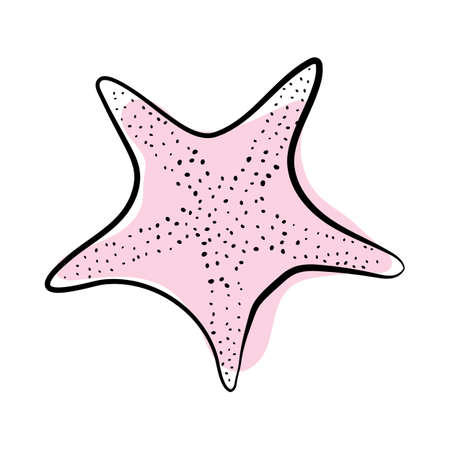 Doodle sketch starfish with color fill. Simple design suitable for making greeting cards. Vector illustration.のイラスト素材
