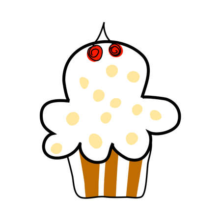 Doodle sketch cake with color fill. Simple design suitable for making greeting cards. Vector...