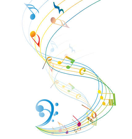 Musical design from musical notes elements. Shadow is transparent and can applied on any color background not only white. Elegant creative design isolated on white. Vector illustration.のイラスト素材