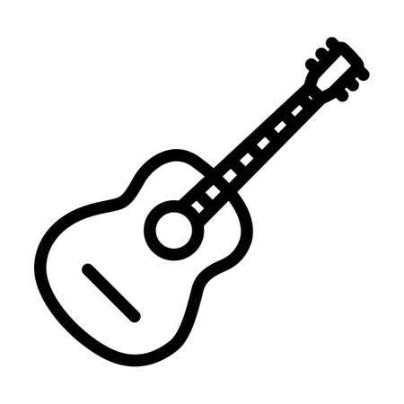 Acoustic Guitar Icon. Bold outline design with editable stroke width. Vector Illustration.のイラスト素材