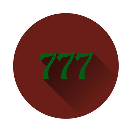 777 Icon. Flat Circle Stencil Design With Long Shadow. Vector Illustration.のイラスト素材