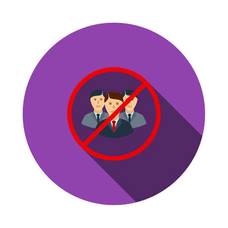No Meeting Icon. Flat Circle Stencil Design With Long Shadow. Vector Illustration.のイラスト素材