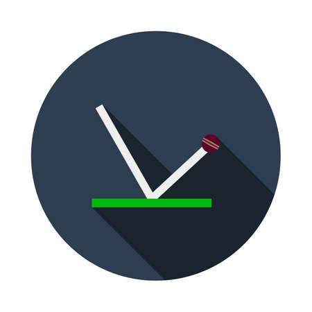 Cricket Ball Trajectory Icon. Flat Circle Stencil Design With Long Shadow. Vector Illustration.のイラスト素材
