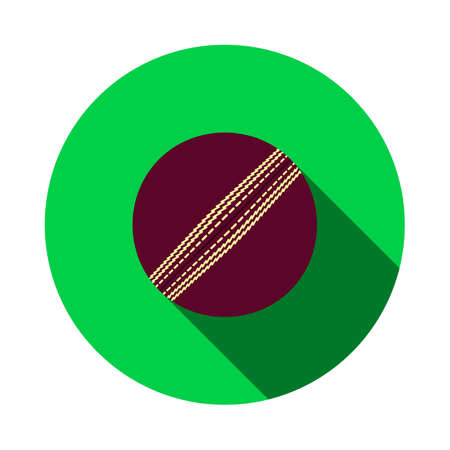 Cricket Ball Icon. Flat Circle Stencil Design With Long Shadow. Vector Illustration.のイラスト素材