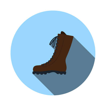 Hiking Boot Icon. Flat Circle Stencil Design With Long Shadow. Vector Illustration.のイラスト素材