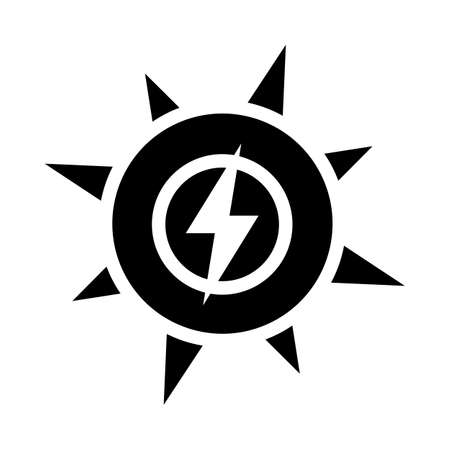 Solar Energy Icon. Black Stencil Design. Vector Illustration.のイラスト素材