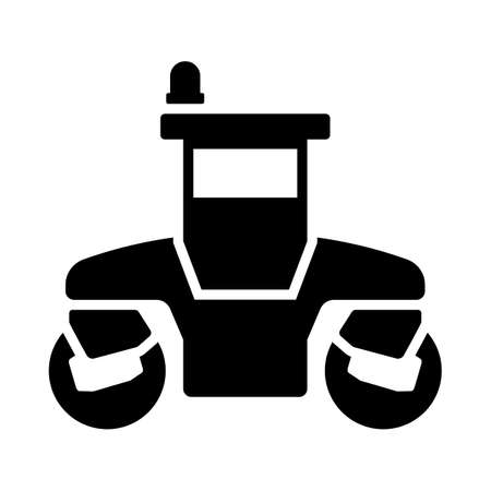 Icon Of Road Roller. Black Stencil Design. Vector Illustration.のイラスト素材