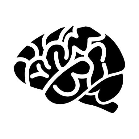 Brain Icon. Black Stencil Design. Vector Illustration.のイラスト素材