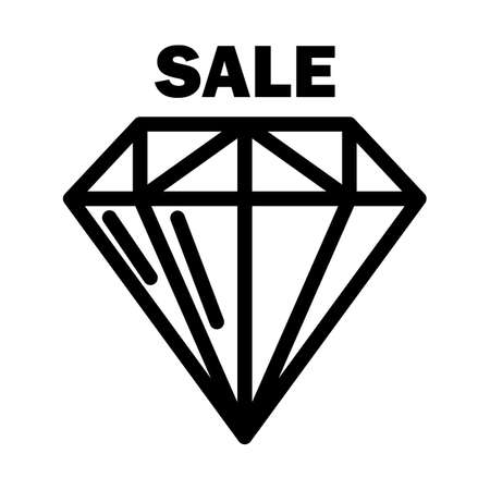 Dimond With Sale Sign Icon. Editable Bold Outline With Color Fill Design. Vector Illustration.のイラスト素材