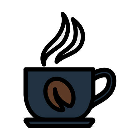 Icon Of Coffee Cup. Editable Bold Outline With Color Fill Design. Vector Illustration.のイラスト素材