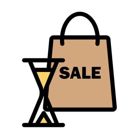 Sale Bag With Hourglass Icon. Editable Bold Outline With Color Fill Design. Vector Illustration.のイラスト素材