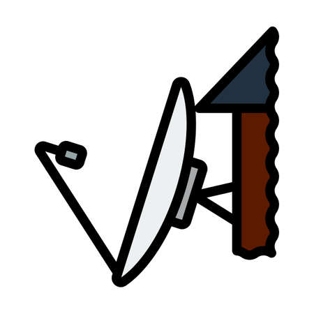 Satellite Antenna Icon. Editable Bold Outline With Color Fill Design. Vector Illustration.のイラスト素材