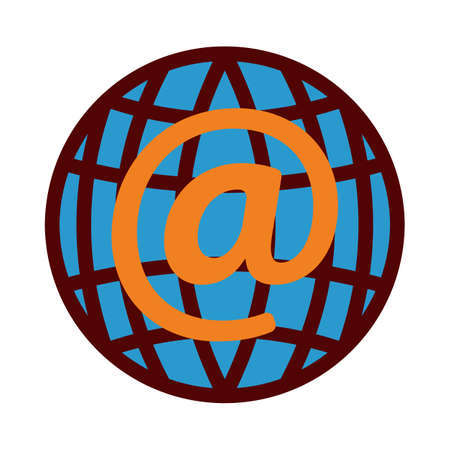 Global E-mail Icon. Flat Color Design. Vector Illustration.のイラスト素材