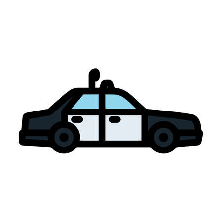Police Car Icon. Editable Bold Outline With Color Fill Design. Vector Illustration.のイラスト素材