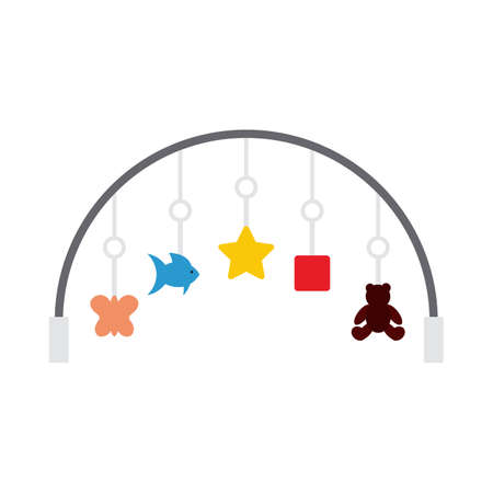Baby Arc With Hanged Toys Icon. Flat Color Design. Vector Illustration.のイラスト素材