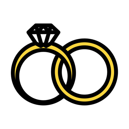 Wedding Rings Icon. Editable Bold Outline With Color Fill Design. Vector Illustration.のイラスト素材