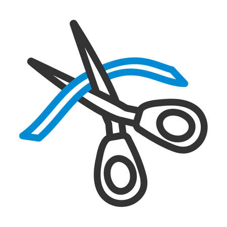 Ceremony Ribbon Cut Icon. Editable Bold Outline With Color Fill Design. Vector Illustration.のイラスト素材