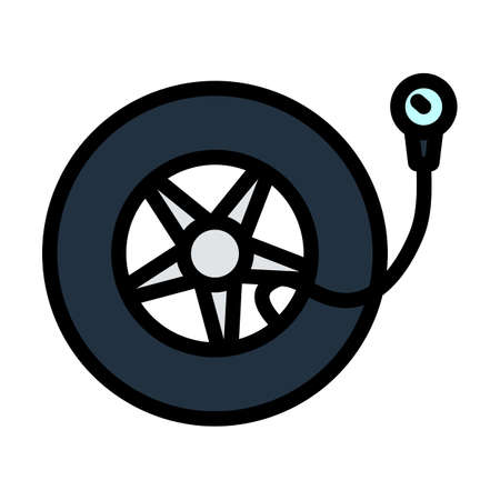 Tire Pressure Gage Icon. Editable Bold Outline With Color Fill Design. Vector Illustration.のイラスト素材