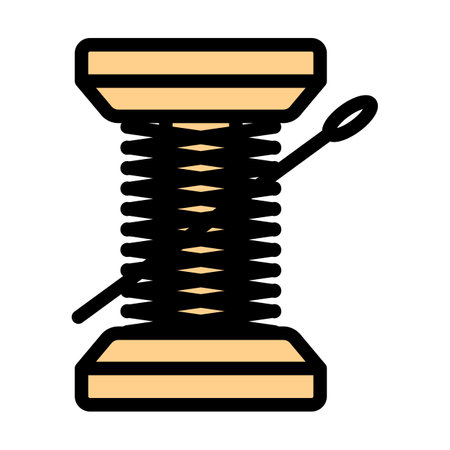 Sewing Reel With Thread Icon. Editable Bold Outline With Color Fill Design. Vector Illustration.のイラスト素材