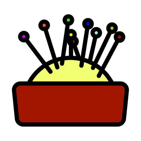 Pin Cushion Icon. Editable Bold Outline With Color Fill Design. Vector Illustration.のイラスト素材