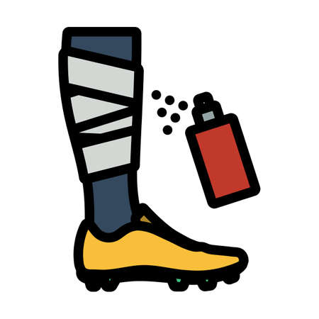 Icon Of Bandaged Leg With Aerosol Anesthetic. Editable Bold Outline With Color Fill Design. Vector Illustration.のイラスト素材