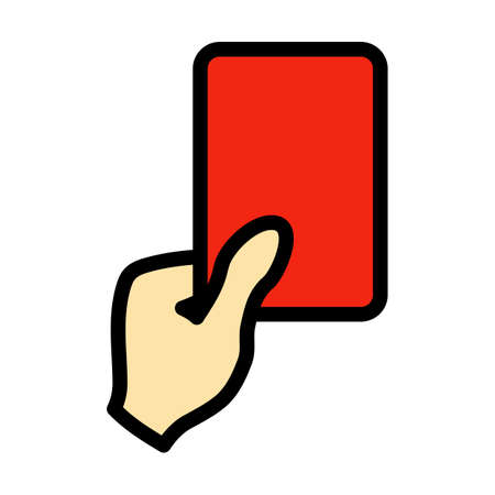 Icon Of Football Referee Hand With Red Card. Editable Bold Outline With Color Fill Design. Vector Illustration.のイラスト素材